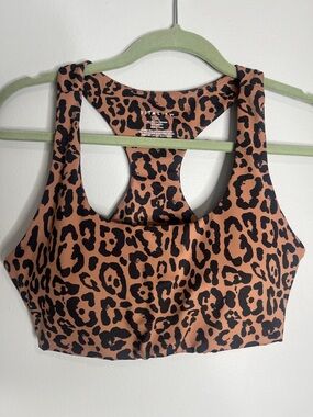Leopard-Print Racerback Sports Bra - Brown & Black